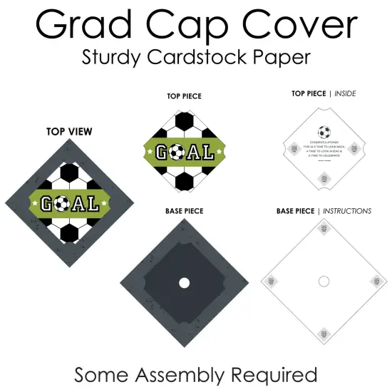 Big Dot of Happiness Grad Soccer - Graduation Cap Decorations Kit - Grad Cap Cover {7}