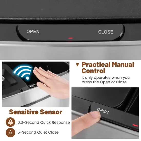 Silver Stainless Steel Motion Sensor Trash Can with 4 Compartments {6}