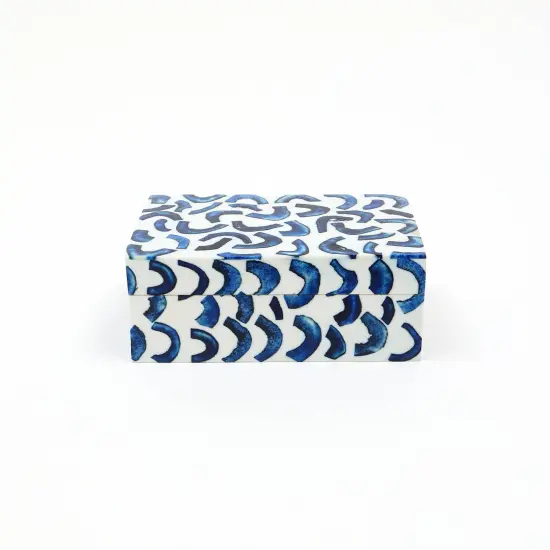 Decorative Multipurpose Storage Box/Jewelery Organizer - 6" X 4" Blue and White {3}