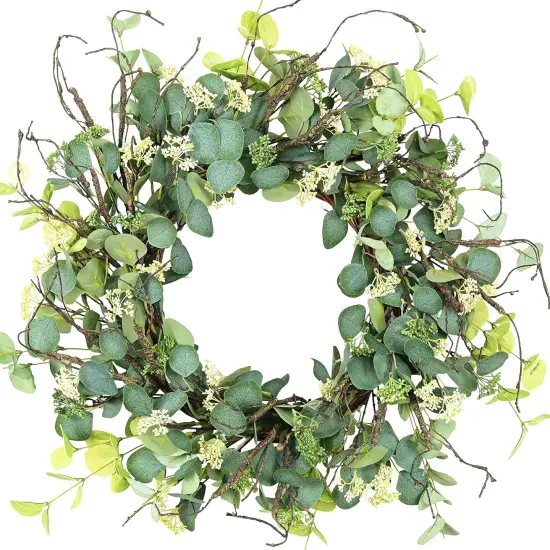 24 Inch Eucalyptus Foliage Wreath Spring Front Door Wreath Green Twigs {1}