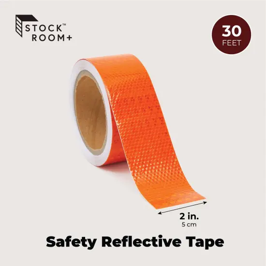 Reflective Tape - Neon Orange Outdoor Reflector Safety Roll for Trailers, Warning, Signs, Stairs, Bikes, 2 In x 30 ft (10yrds) {5}