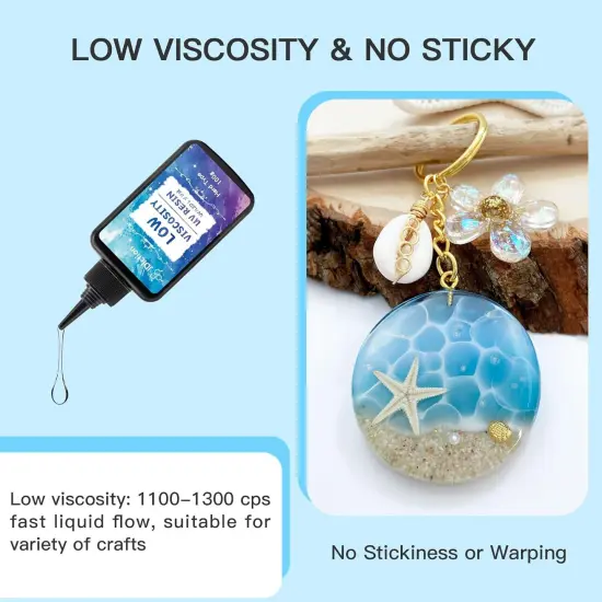 JDiction UV Resin, Upgrade 300g Low Viscosity Hard Thin UV Resin with Super Crystal Clear Resin Kit for Jewelry, Casting, Coating and DIY Craft {5}