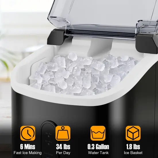 Nugget Countertop Ice Maker with Soft Chewable Pellet Ice-Black {4}