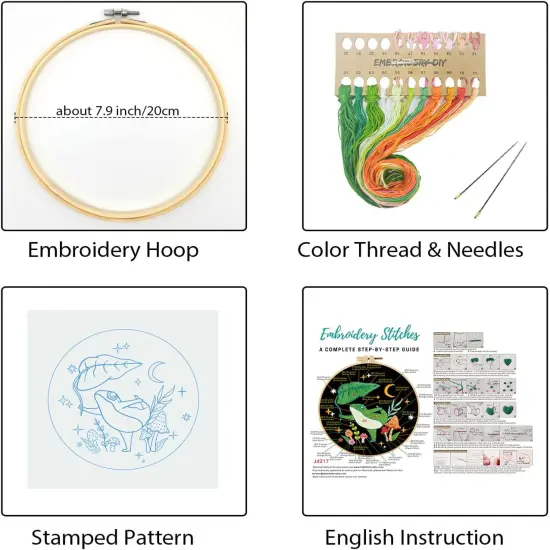 Frog Embroidery Kits for Beginners with Art Night Pattern {2}