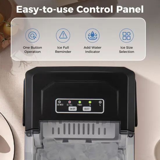 Portable Countertop Ice Maker with Self-Cleaning Function and One-Button Control Panel Black {6}
