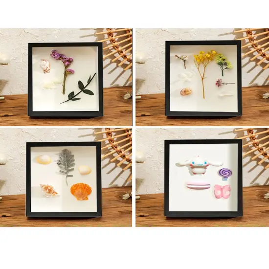 8x8 Shadow Box Frame Display Case, Wood with Plexiglass, Display Case Box for Memorabilia, Medal, Crafts,Tickets and Photos, Picture Frame for Wall and Tabletop (Black, 8x8) {5}