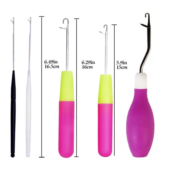 5 Pieces Different Size Latch Hook Set, Latch Hook Crochet Needle, Crochet Hook with Latch, Dreadlocks Crochet Hook Set, Latch Hook Crochet Needle, Bent Latch Hook for Carpet Making {6}
