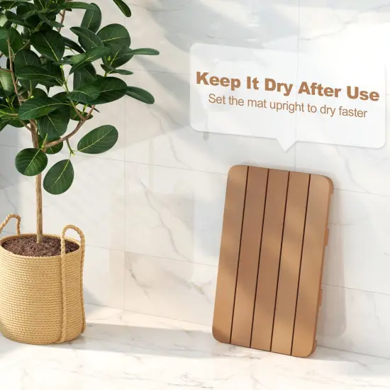 HIPS Spa Shower Mat with Non Slip Foot Pads and Rounded Smooth Edges Ideal for Indoor and Outdoor Use Brown {6}