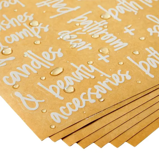 Talented Kitchen 192 Preprinted Bathroom Labels for Containers - White Script Stickers for Organizer Bins, Bath, Beauty Canisters, and Makeup Storage Organization (Water Resistant) {7}