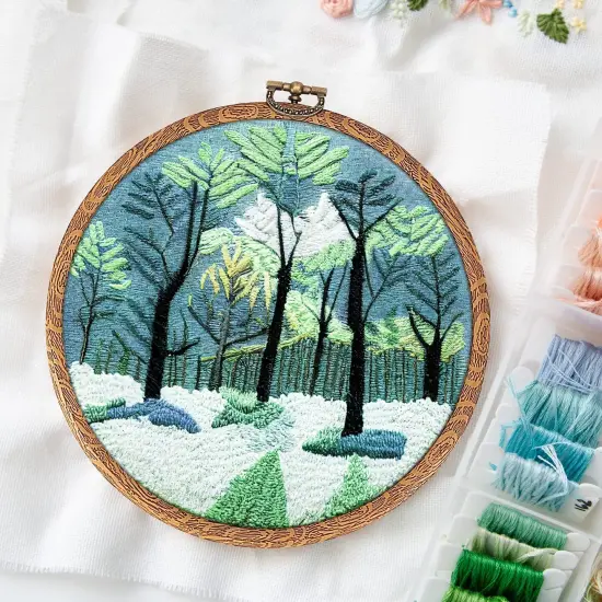 8inch Embroidery Hoop Frame Imitated Wood Embroidery Circle Round Display Frame Ring Cross Stitch Hoops Embroidery Hoops Set for Art Craft Sewing and Hanging, Rug Punch Set {5}