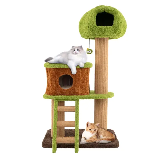 Cute Mushroom-Shaped Cat Tree Nest Condo with Climbing Ladder and Scratching Posts {1}