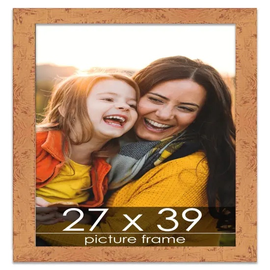 Shabby Chic Orange Picture Frame - UV Acrylic, Foam Board Backing, Hanging Hardware {1}