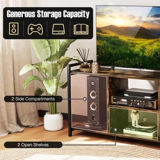 TV Stand with Metal Frame, Storage, Shelves and Anti-Tipping Kits {6}