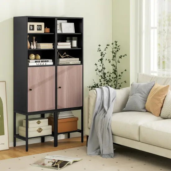 57 Inch Bathroom Tall Cabinet with and 3-Position Storage Adjustable Shelves and 1 Door Black {6}