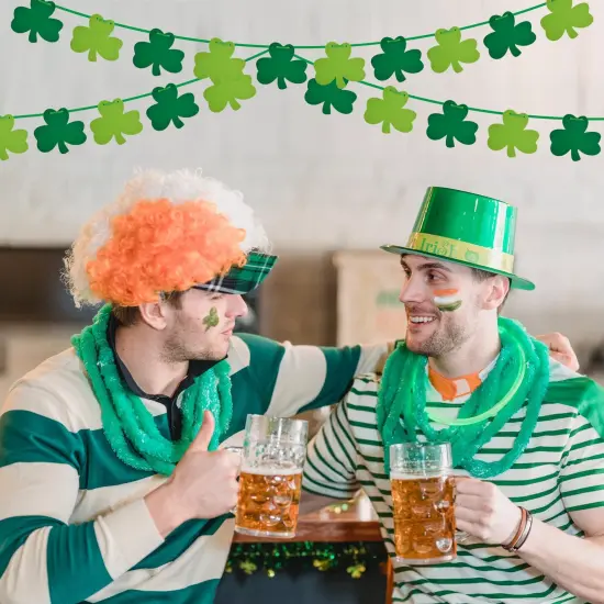 St Patricks Day Decorations 5 Pack Shamrock Clover Felt Banner Garland for St Patricks Day Decor Dark Green Light Green for Party Home Store {2}