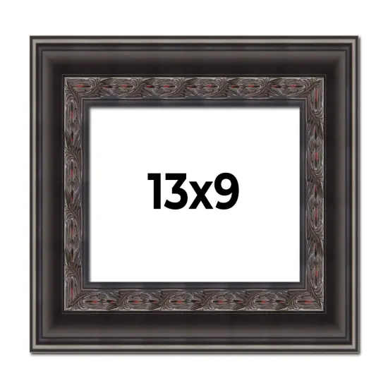 Photo Size 3.5" Wide Ornate Black Frame - UV Acrylic, Foam Board Backing, Hanging Hardware {1}