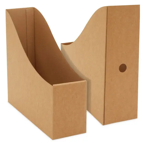 Juvale 8-Pack Kraft Paper Material Cardboard Magazine File Holder Boxes with Labels - Desk Organizer for Documents Storage {5}