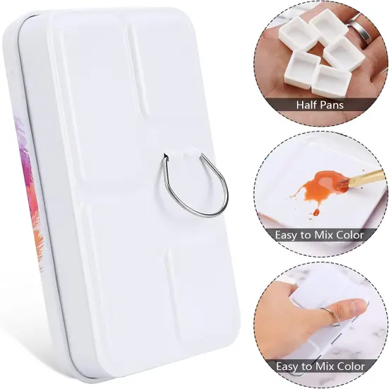 Empty Watercolor Palette, Empty Watercolor Tin Box Palette Paint Case, Foldable Watercolor Paint Palette with 12 Empty Half Pans for Watercolor and Acrylic Painting {2}