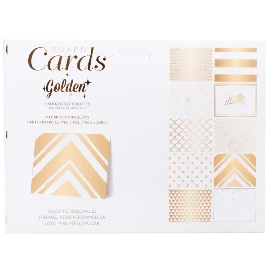 American Crafts A2 Cards W/Envelopes (4.375"X5.75") 40/Box-Golden - Gold Foil {4}