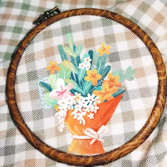 4 Pieces Embroidery Hoop Ring Plastic Cross Stitch Hoops Set Imitated Wood Display Frame Circle and Oval Embroidery Kits for Art Craft Sewing and Hanging,With 16pcs Gold Eye Sewing Needles {5}