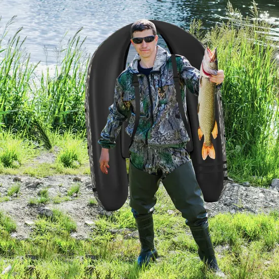 Inflatable Fishing Float with Adjustable Straps & Storage Pockets Camouflage {6}