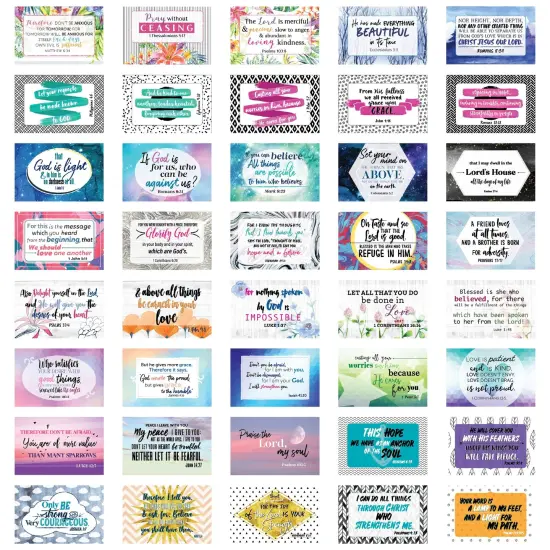 40 Pack Bible Verse Cards for Prayer, Sunday School, Inspirational Christian Gifts for Women (3 x 2 In) Multicolor {1}