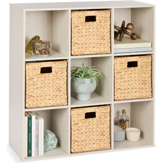 Best Choice Products 9-Cube Bookshelf, 13.5in Display Storage System, Organizer w/ Removable Back Panels Whitewash {1}