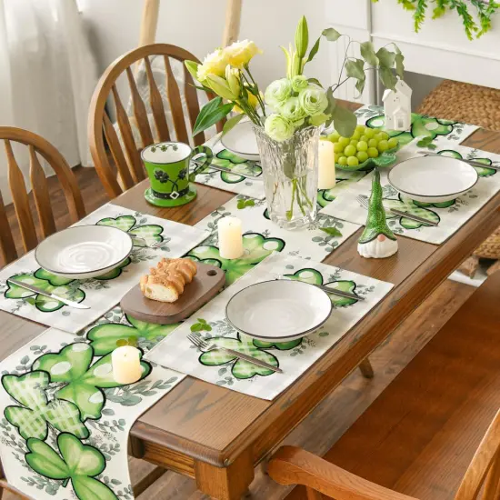 Artoid Mode Bufflao Plaid Shamrock St. Patrick's Day Placemats Set of 4, 12x18 Inch Seasonal Spring Table Mats for Party Kitchen Dining Decoration {5}