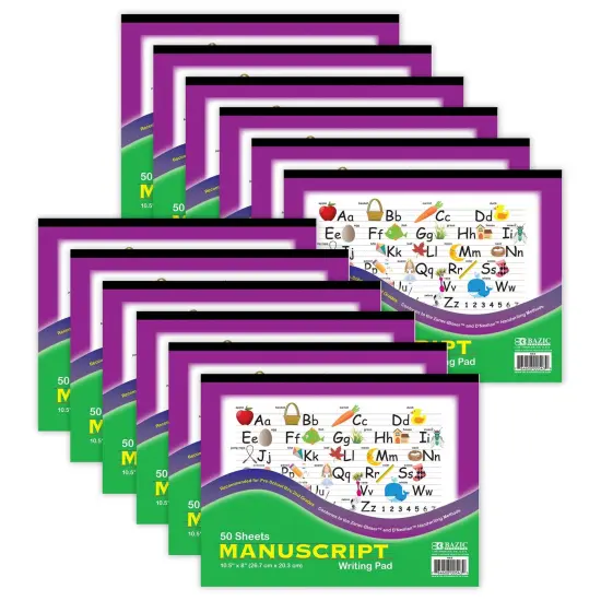 Manuscript Writing Pad, 10.5" x 8", 50 Sheets, Pack of 12 {1}