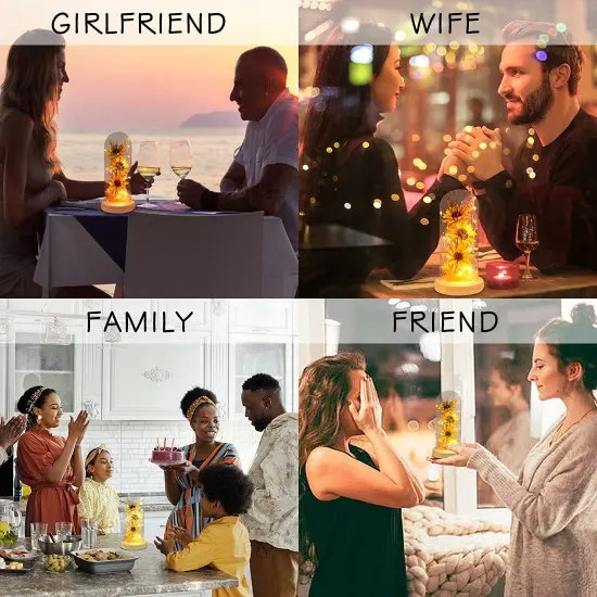 Sunflower in Glass Dome Gifts for Women Enchanted Flower with LED Light Enchanted Gift for Women on Christmas Valentine's Day Mother's Day Anniversary Birthday Thanksgiving {4}