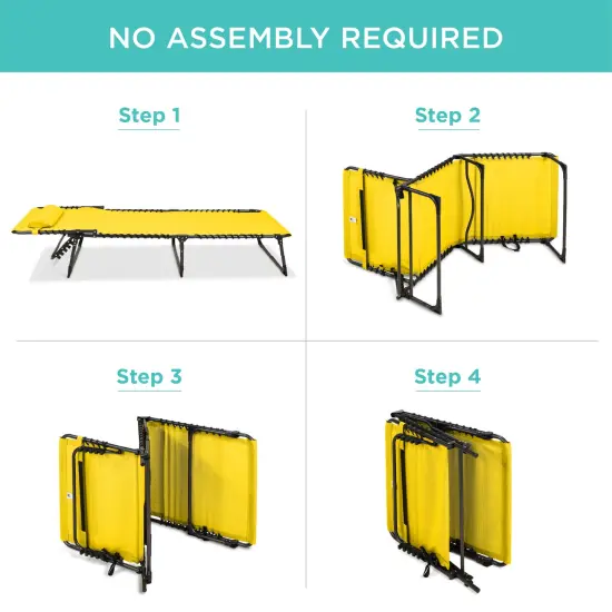 Best Choice Products Patio Chaise Lounge Chair, Outdoor Portable Adjustable Pool Recliner w/ Pillow Yellow {5}