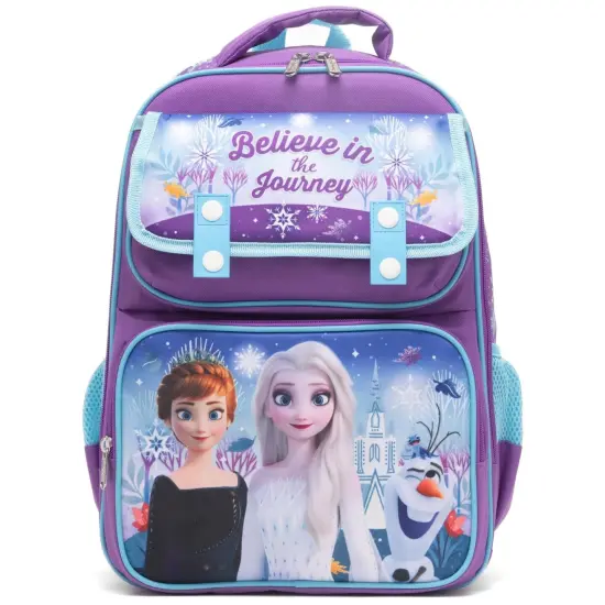 Disney Frozen 15.5" Polyester Purple & Blue Large Backpack with 2 Front Pockets {1}