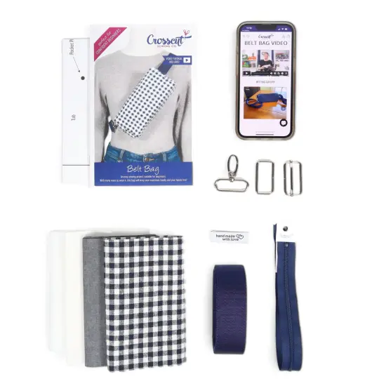 Crosscut Sewing Co.&reg; Belt Bag Sewing Project Kit - Beginner Friendly DIY Sewing Kit Gingham {6}