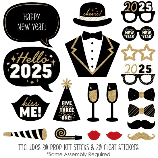 Big Dot of Happiness Hello New Year - 2025 NYE Party Photo Booth Props Kit - 20 Count {3}