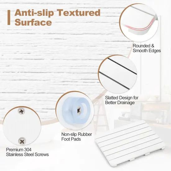 HIPS Slatted Bath Spa Mat with Rounded and Smooth Edges Perfect Addition to Shower Room or Bathtub White {6}