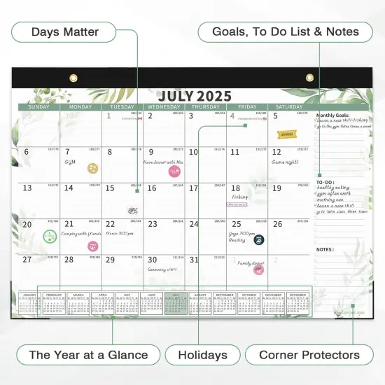 2025-2026 Magnetic Desk Calendar Planner - 17" X 12" - Plant {5}