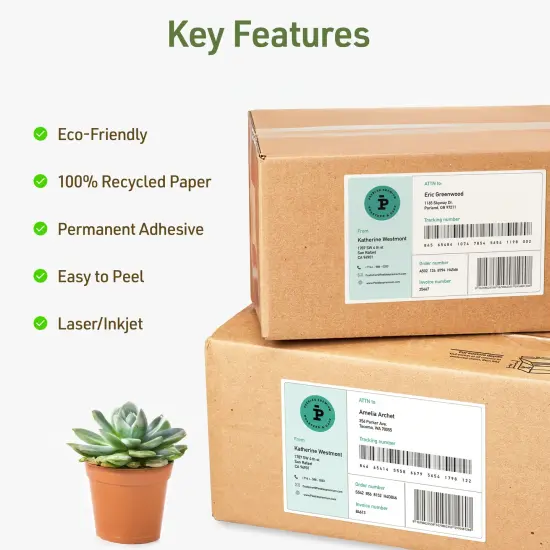 Avery EcoFriendly Recycled Shipping Labels, 5.5" x 8.5" Half-Sheet Labels, White, Permanent Adhesive, Laser & Inkjet Printers, 20 Printable Labels (48808) {2}