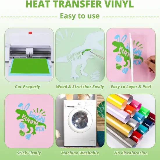 42 Pack Iron on Vinyl HTV Vinyl Sheets 30 Assorted Colors with 2 Teflon Sheets-12" x 10" {3}