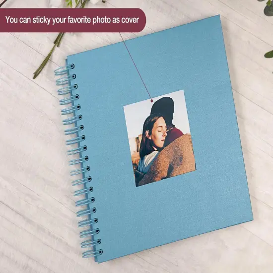 DIY Scrapbook Photo Album 80 Pages Thick Kraft Blank Blue Paper Memory Book for Wedding and Anniversary Family (Blue, 10 Inch) {2}