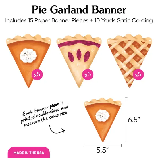 Big Dot of Happiness Holiday Pie Garland Banner, Thanksgiving Decor, Friendsgiving Party Banner, Thanksgiving Pie Banner, 15 Feet of Cord, 15 Shaped Pies {6}