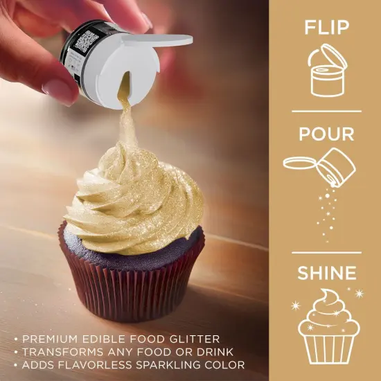Bakell - Bright Gold Tinker Dust Edible Glitter (5g, 1x Jar) for Food, Desserts, and Beverages! {4}