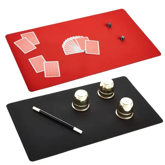 2 Pack Card Game Mat for MTG – Board Game, Magic, and TCG Playmat, Color Black/Red (24x14 in) {6}