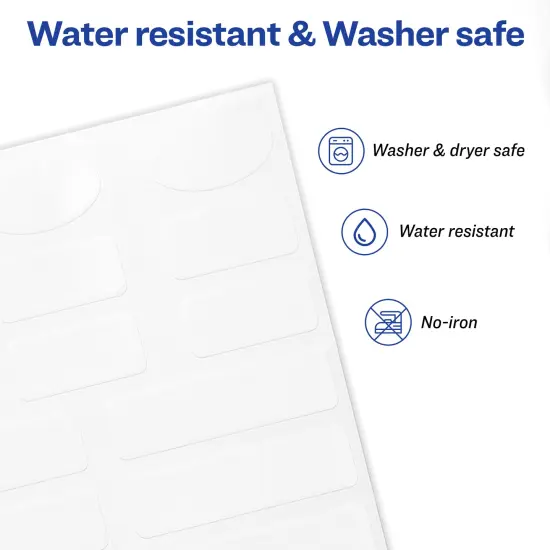 Avery No-Iron Fabric Labels, Assorted Shapes and Sizes, Washer and Dryer-Safe, White, Non-Printable, 45 Labels Per Pack, 90 Blank Labels Total (2-Pack of 40700) {3}