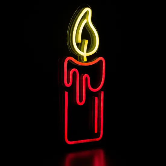 Northlight LED Candle Neon Lighted Christmas Wall or Window Decoration - 12" Red {5}