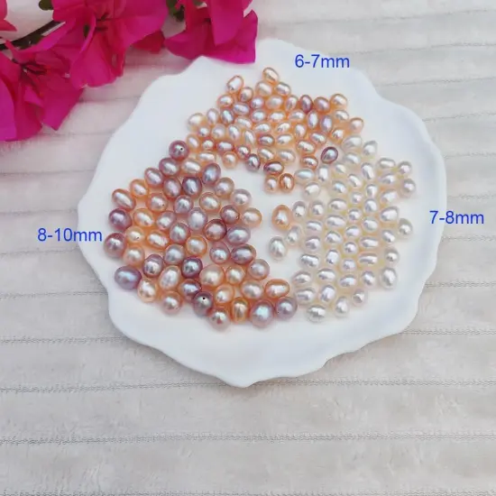 50 Pcs Freshwater Pearl for Jewelry Making AAA 6-7mm No Hole Natural Genuine Real Freshwater Cultured Pearls Oval Pearl Beads Loose Gemstone Bead Crafts Gift for Women,DIY Gifts. {4}