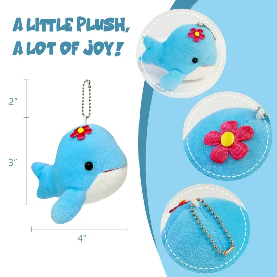 Wrapables Cute Plush Keychain Pendant Charm for Bag, (Set of 2) Whales {2}