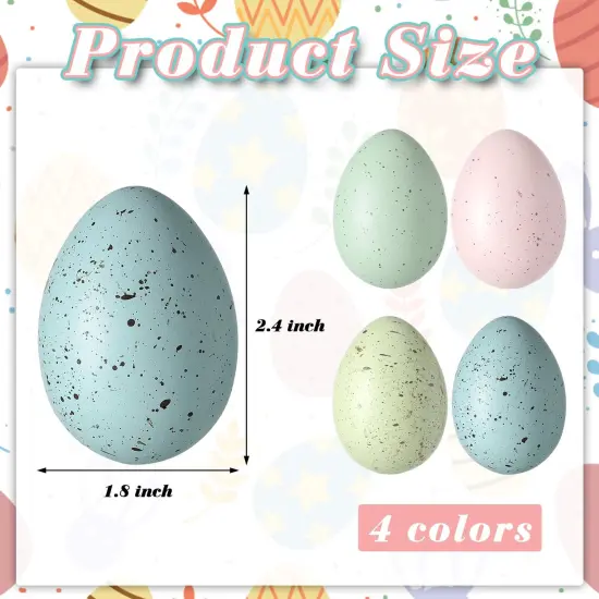 SiliFine Easter Speckled Eggs 2.4 in Plastic Speckled Eggs Bowl and Vase Filler Faux Chicken Eggs for DIY Spring Displays and Easter Decorations (Pink, Blue, Yellow, Light Blue,16 Pcs) {6}