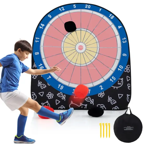 Portable Giant Kick Dartboard Soccer Game Includes Sticky Balls and Carry Bag for Kids and Adults Black {3}