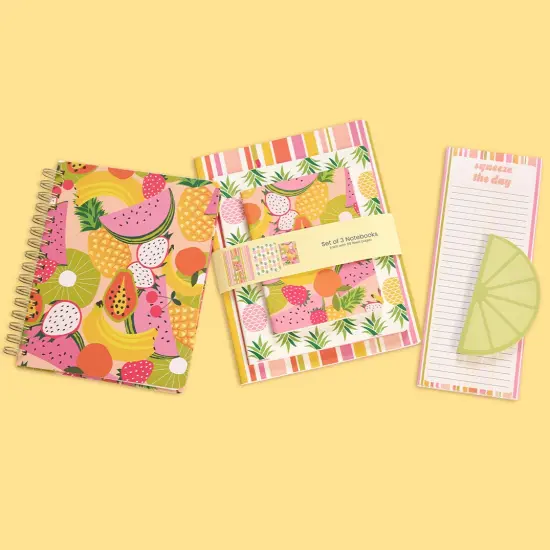 Squeeze The Day Stitched Notebook Set, Softcover Journal, Class Notebooks {6}