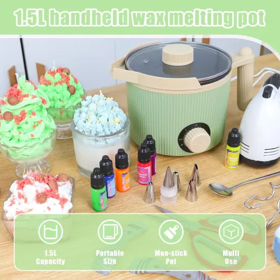Candle Making Kit with Wax Melting Pot & Cake Decoration Set - Includes Piping Tips, Mixer & More for DIY Candle & Cake Decorating, Perfect for Candle Cake Creations and Crafting {2}